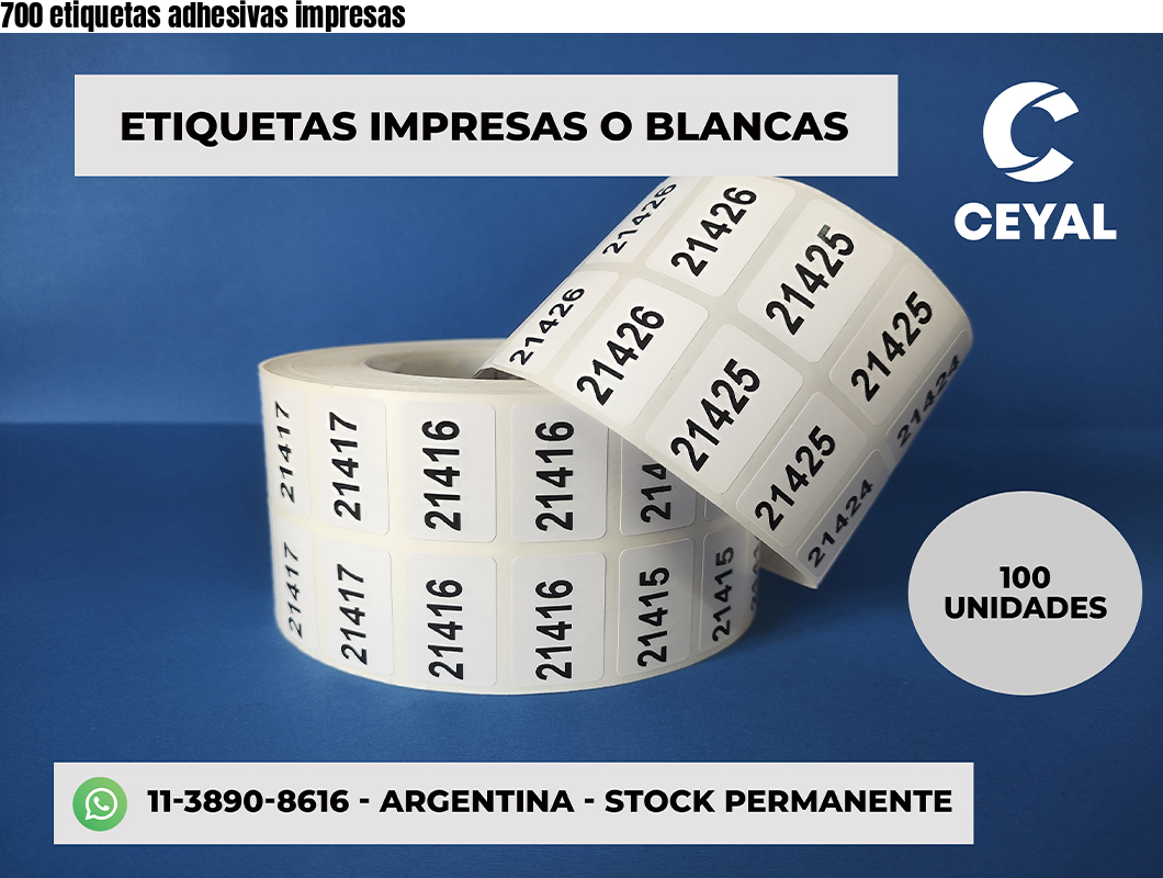 700 etiquetas adhesivas impresas