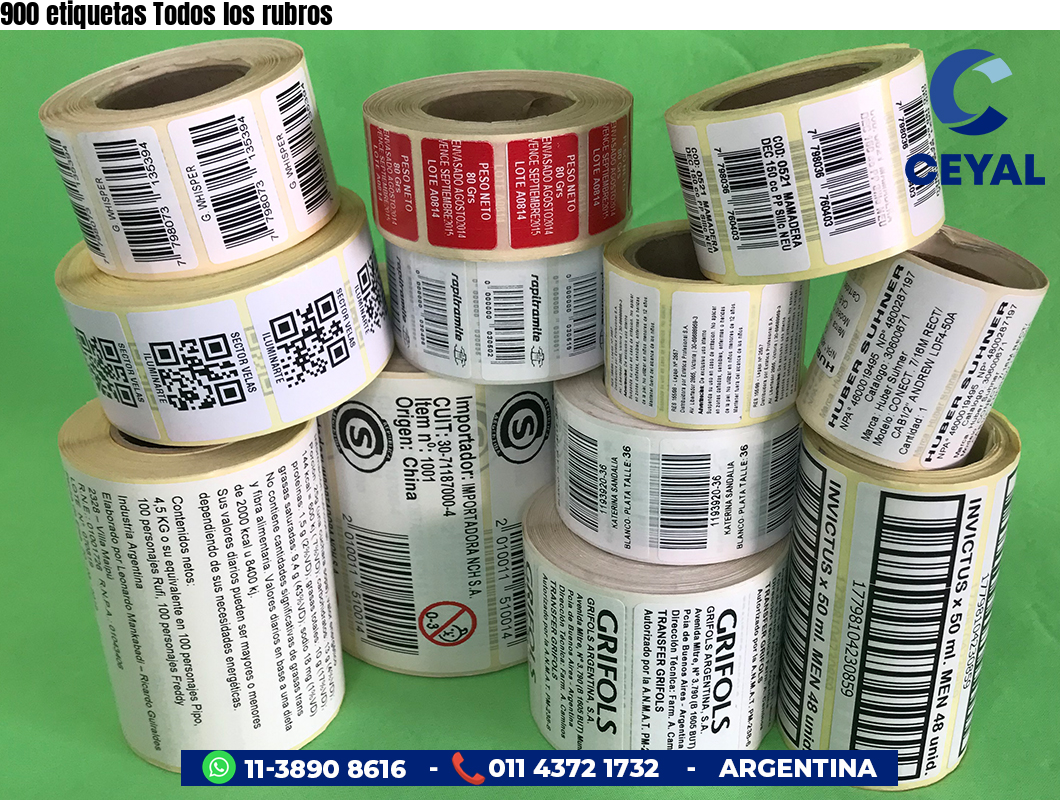 900 etiquetas Todos los rubros