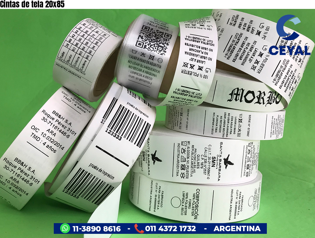 Cintas de tela 20x85