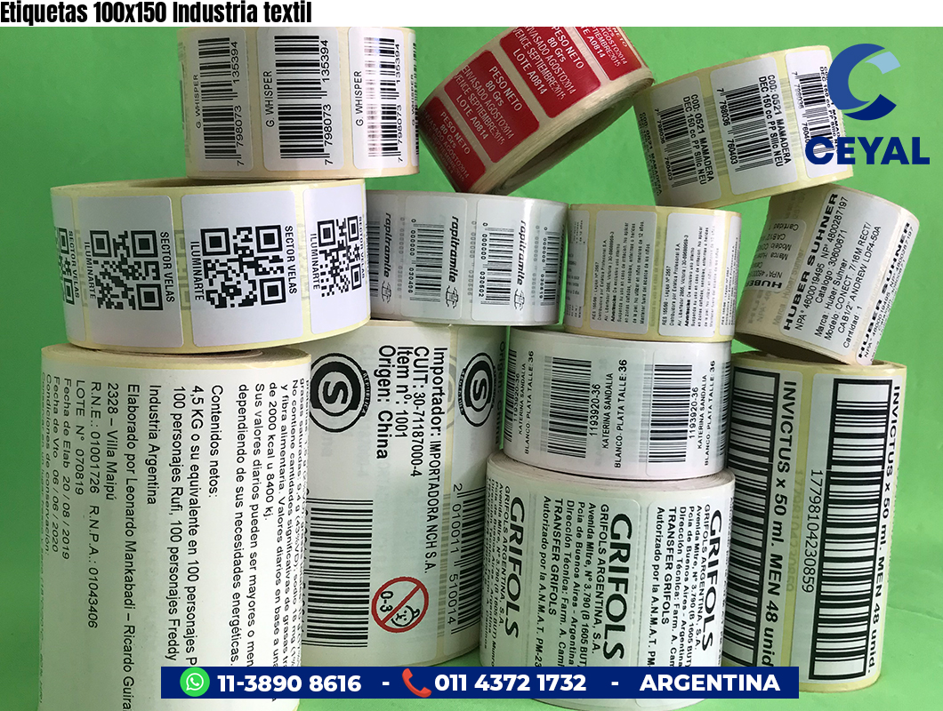 Etiquetas 100x150 Industria textil