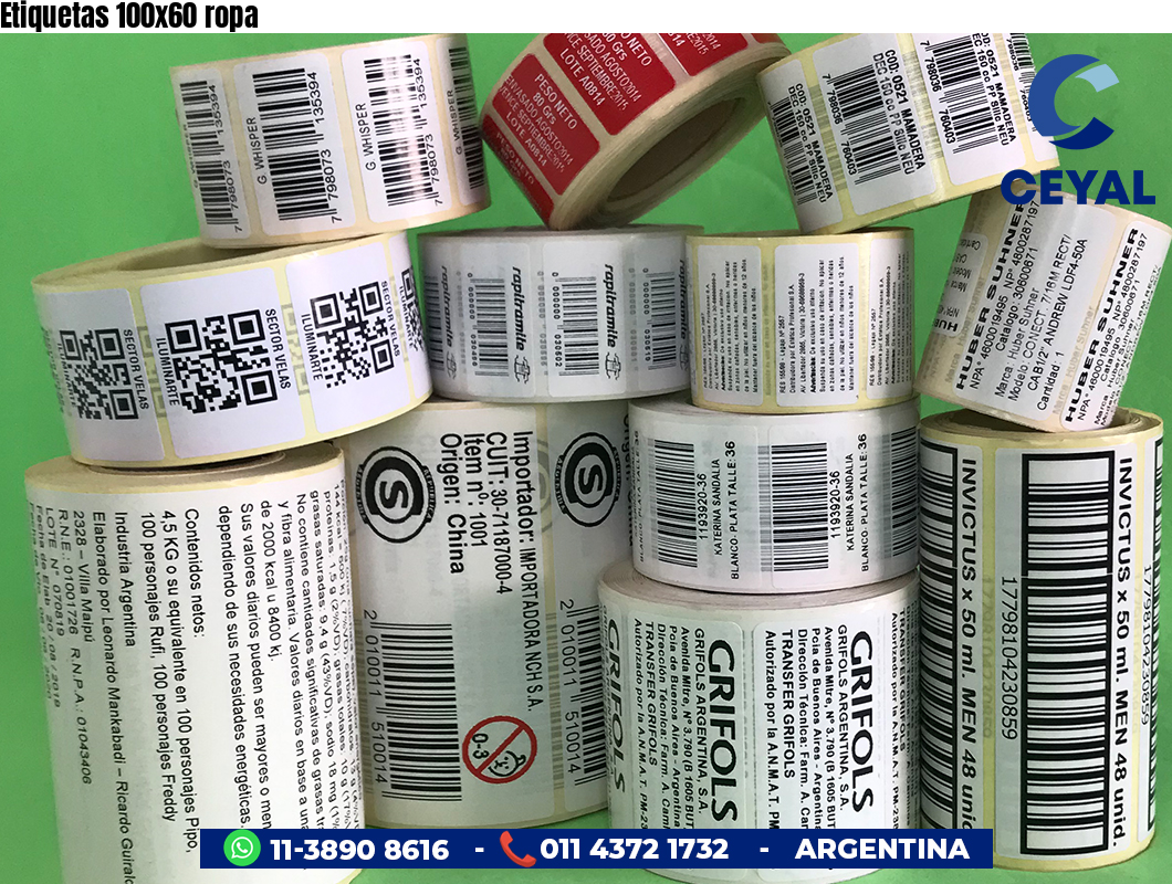 Etiquetas 100x60 ropa