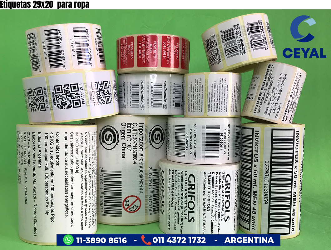 Etiquetas 29x20  para ropa