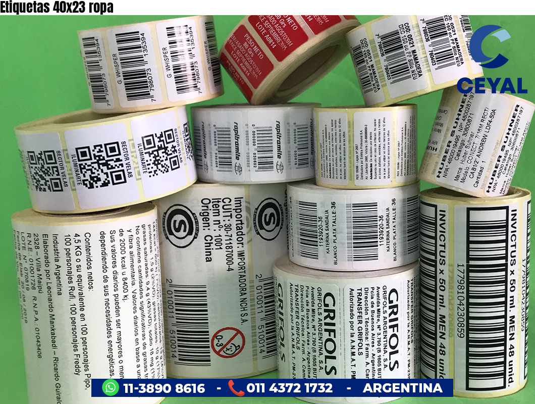 Etiquetas 40x23 ropa