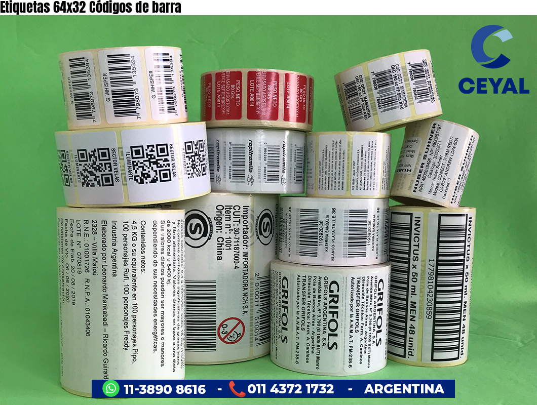 Etiquetas 64x32 Códigos de barra