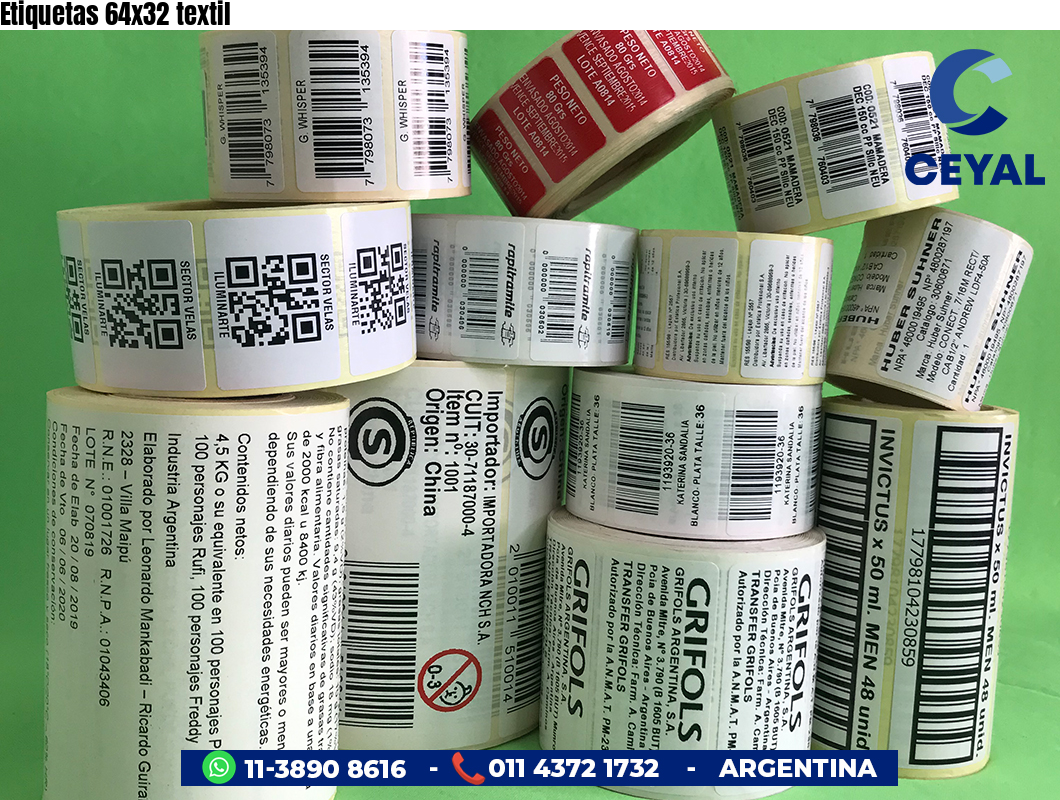 Etiquetas 64x32 textil