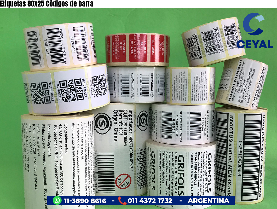 Etiquetas 80x25 Códigos de barra