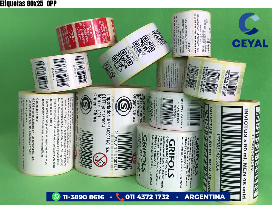 Etiquetas 80x25 OPP