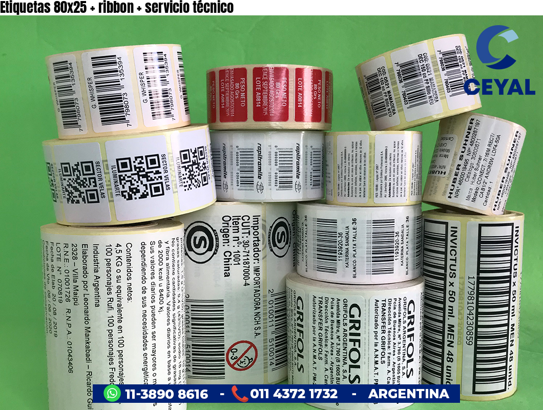 Etiquetas 80x25 ribbon servicio técnico