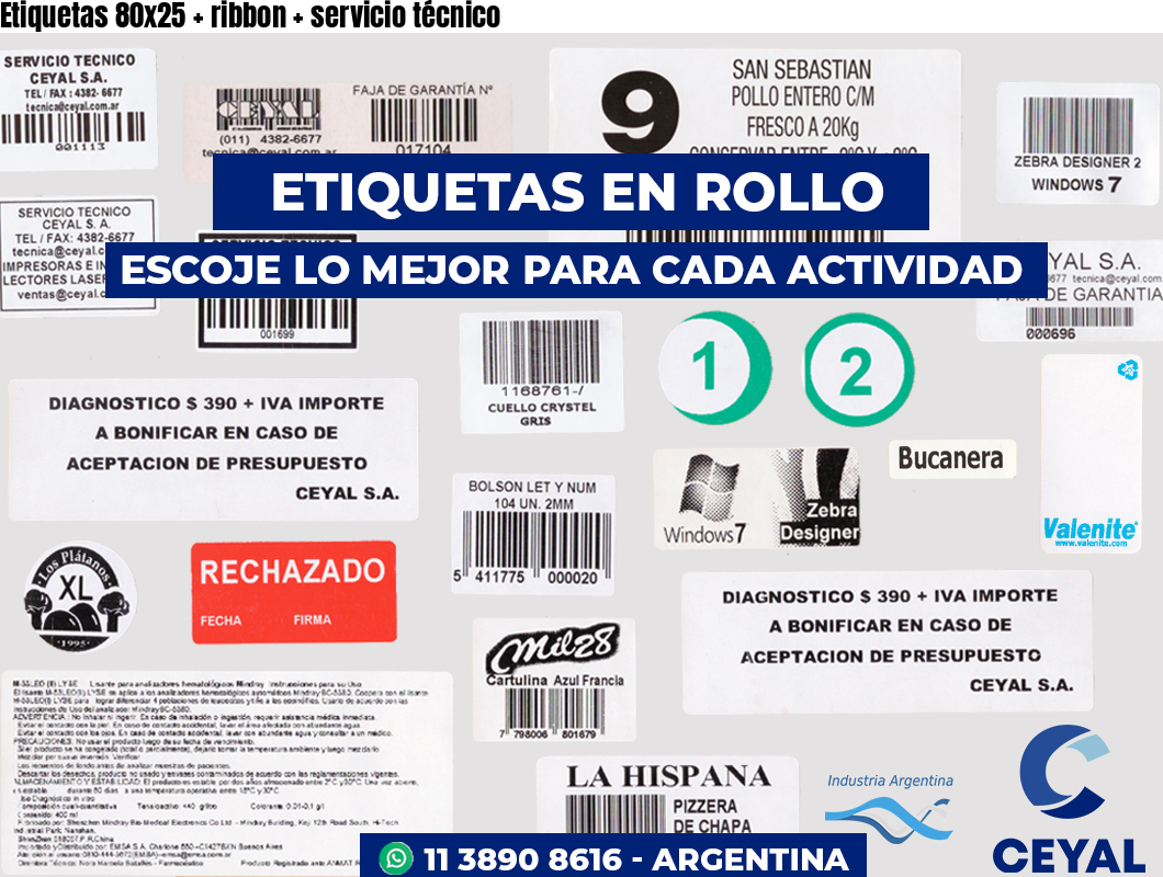 Etiquetas 80x25 ribbon servicio técnico