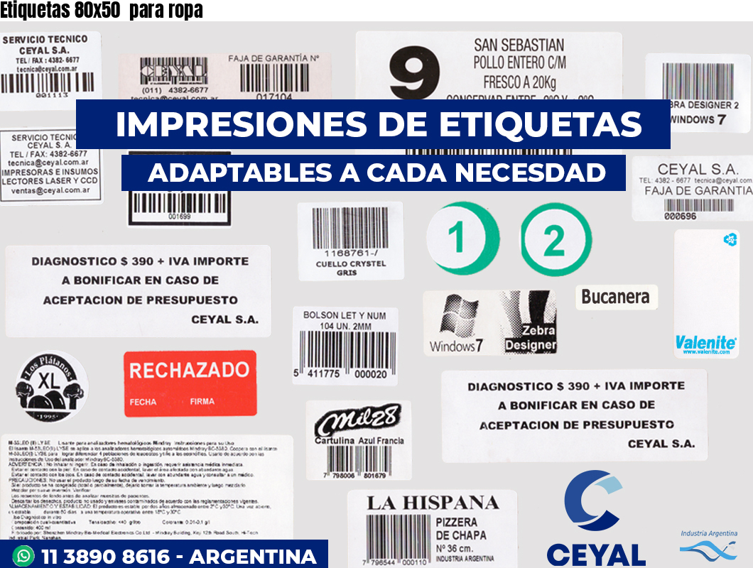 Etiquetas 80x50 para ropa