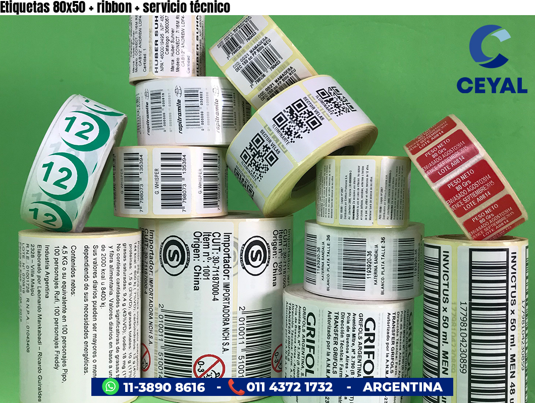 Etiquetas 80x50 ribbon servicio técnico