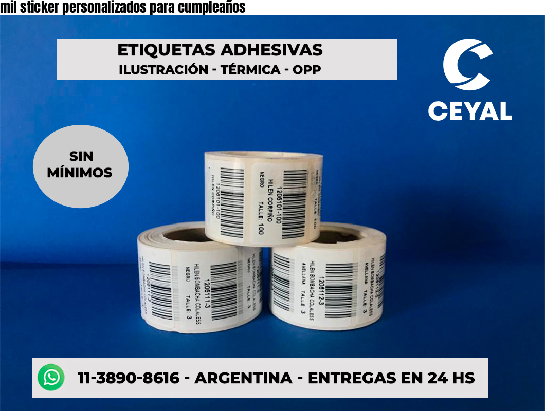mil sticker personalizados para cumpleaños