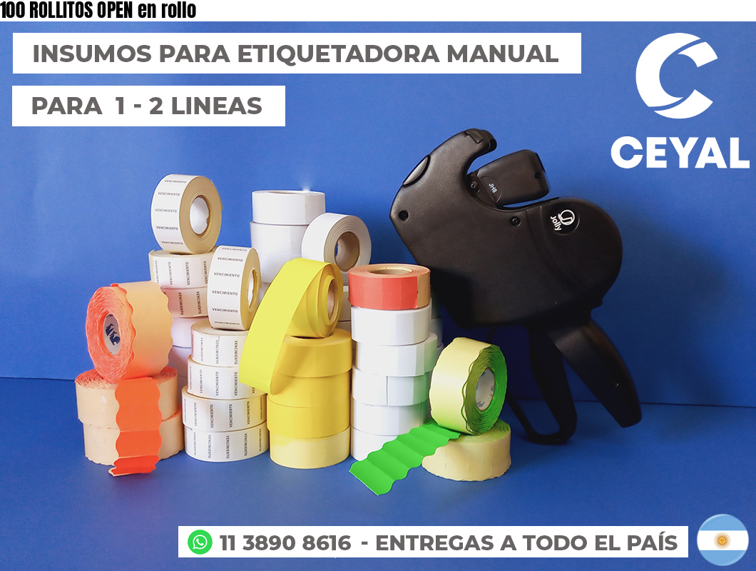 Open Box Rollo Y 100 ROLLITOS OPEN en rollo - Etiquetado Textil