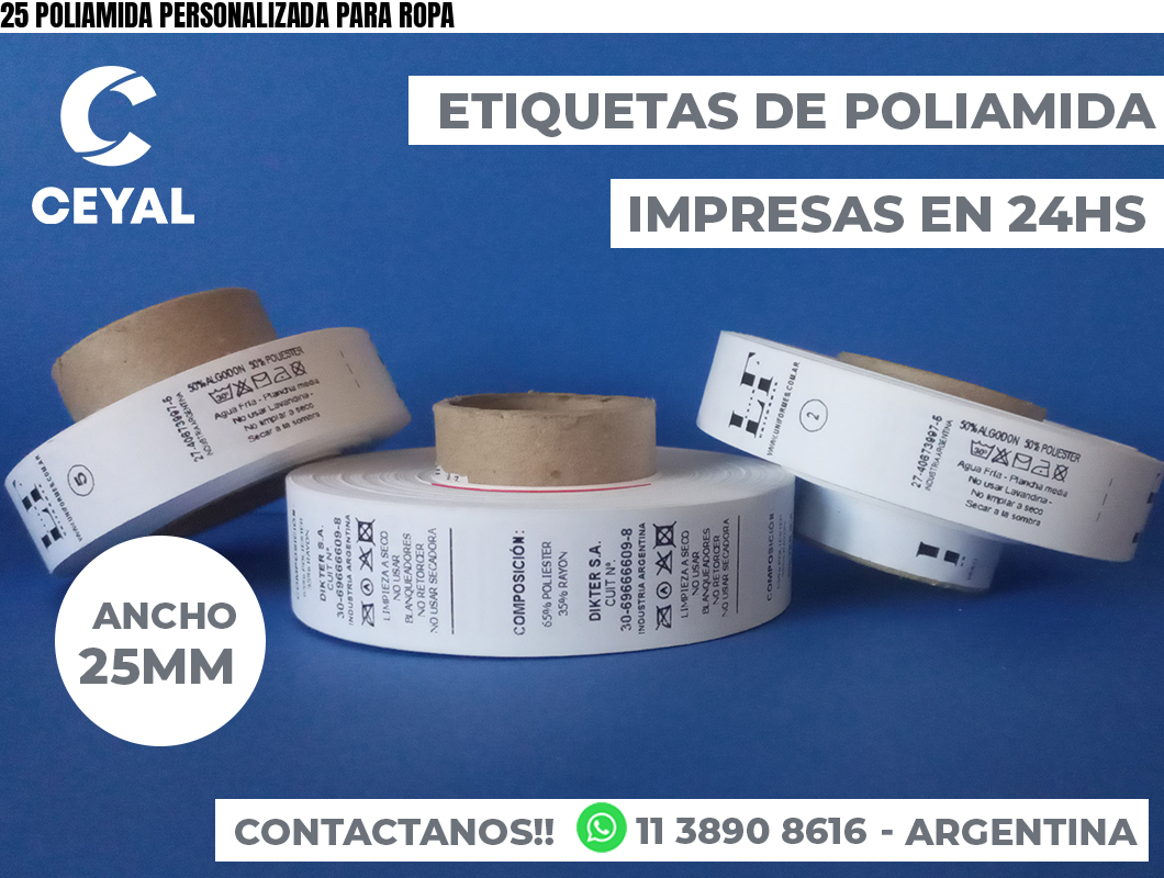 25 POLIAMIDA PERSONALIZADA PARA ROPA - Etiquetado Textil