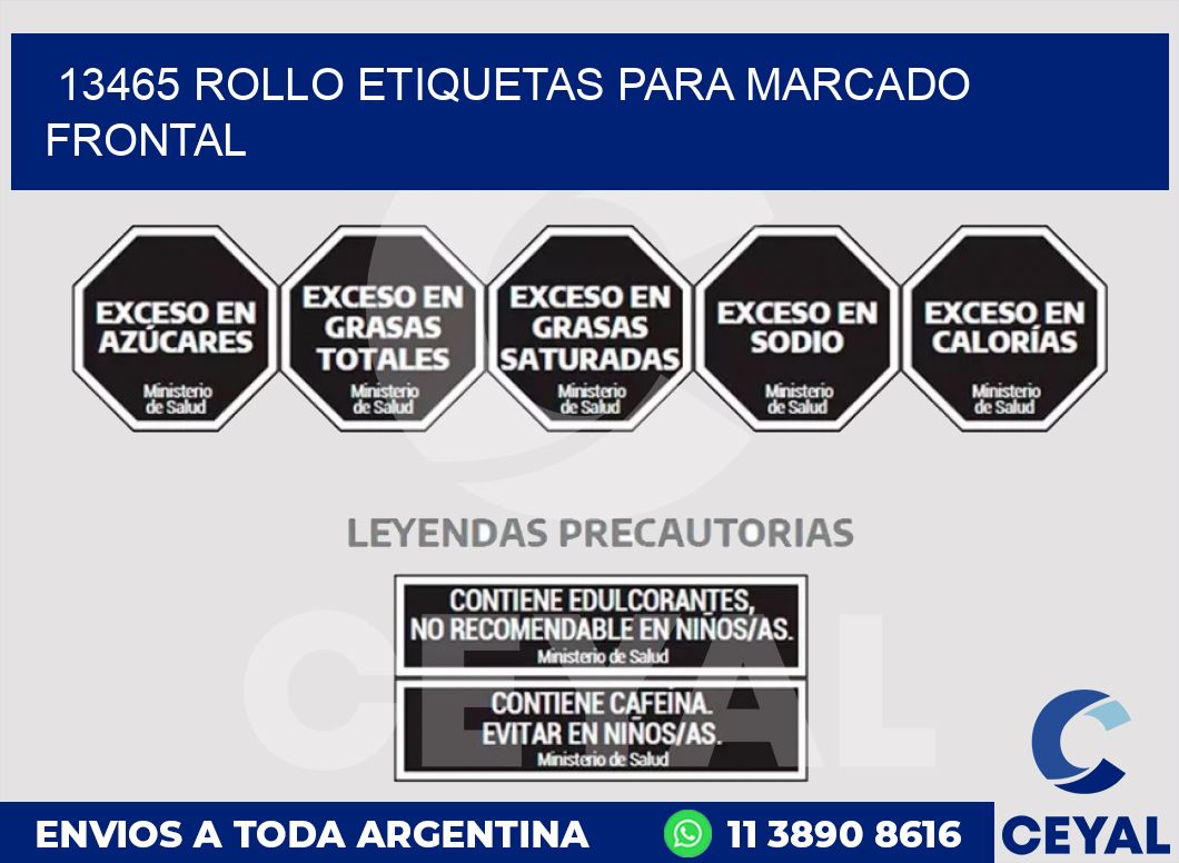 13465 ROLLO ETIQUETAS PARA MARCADO FRONTAL