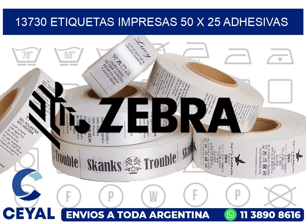13730 ETIQUETAS IMPRESAS 50 X 25 ADHESIVAS