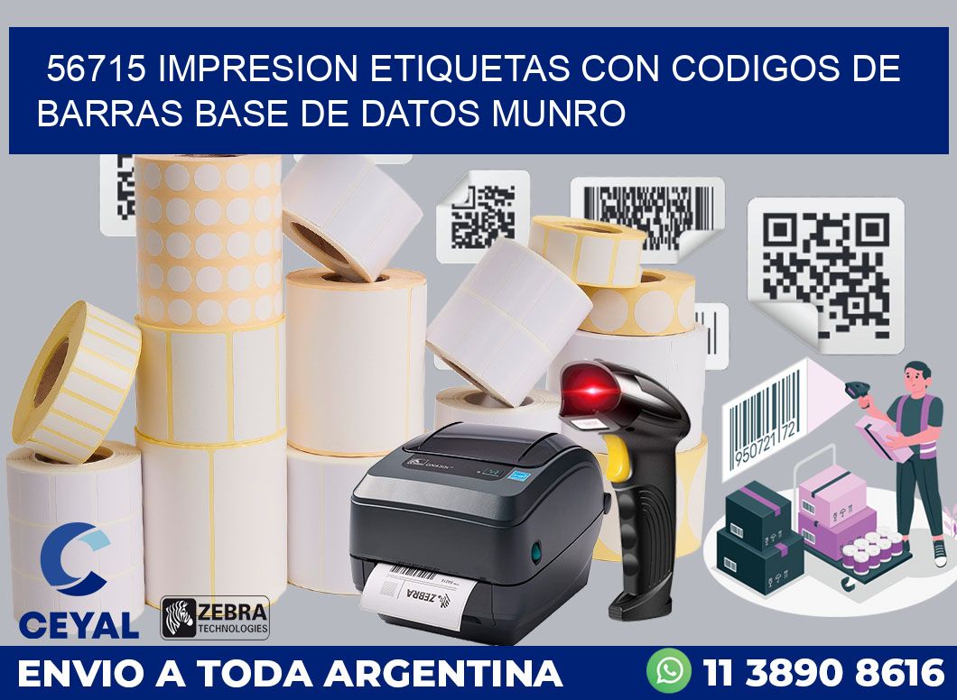 56715 IMPRESION ETIQUETAS CON CODIGOS DE BARRAS BASE DE DATOS MUNRO
