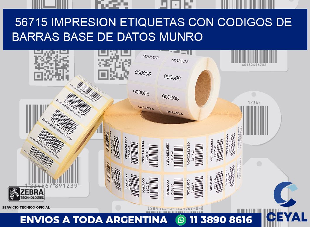 56715 IMPRESION ETIQUETAS CON CODIGOS DE BARRAS BASE DE DATOS MUNRO