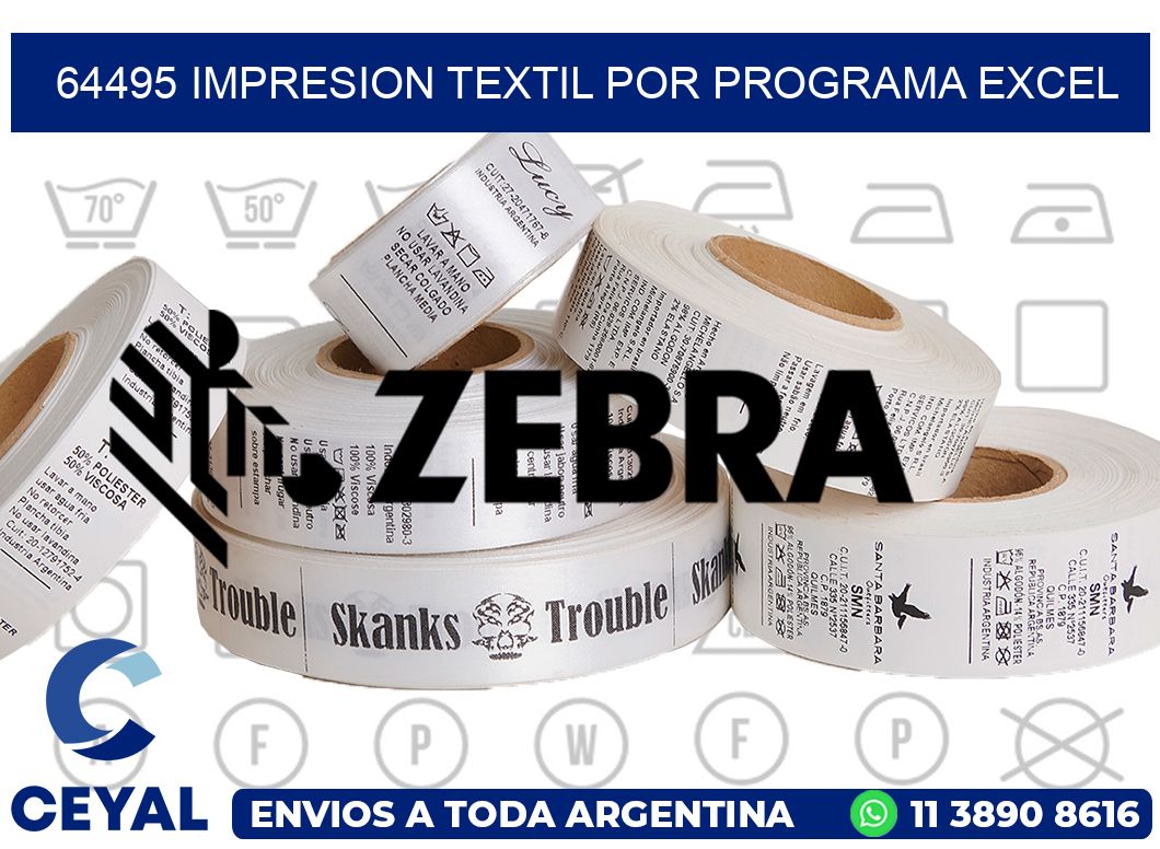 64495 IMPRESION TEXTIL POR PROGRAMA EXCEL