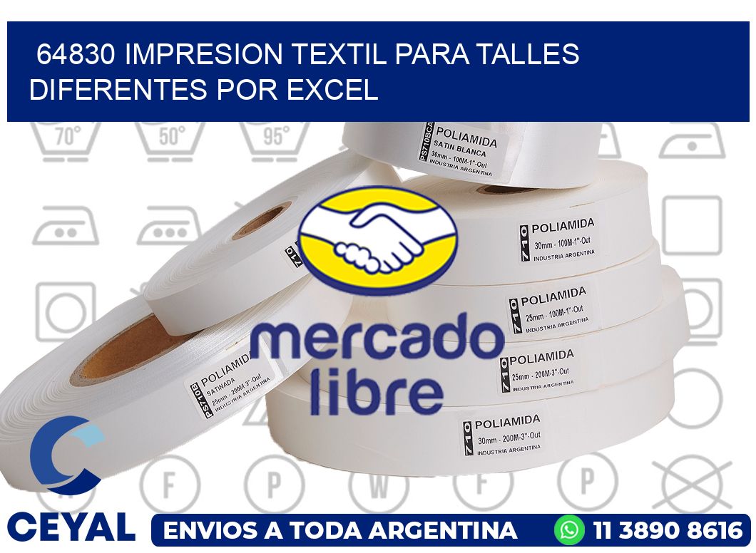 64830 IMPRESION TEXTIL PARA TALLES DIFERENTES POR EXCEL