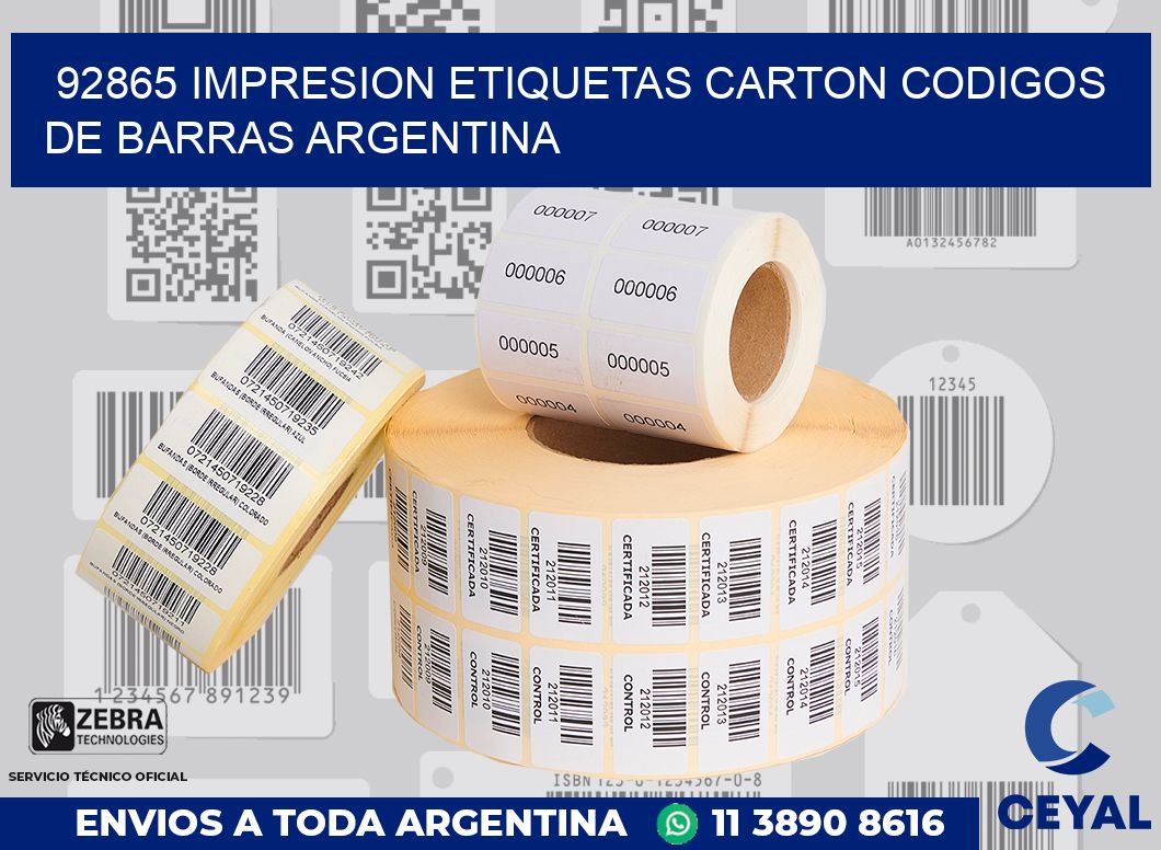 92865 IMPRESION ETIQUETAS CARTON CODIGOS DE BARRAS ARGENTINA