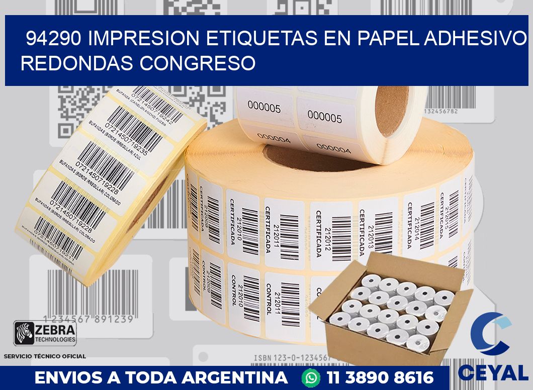94290 IMPRESION ETIQUETAS EN PAPEL ADHESIVO REDONDAS CONGRESO