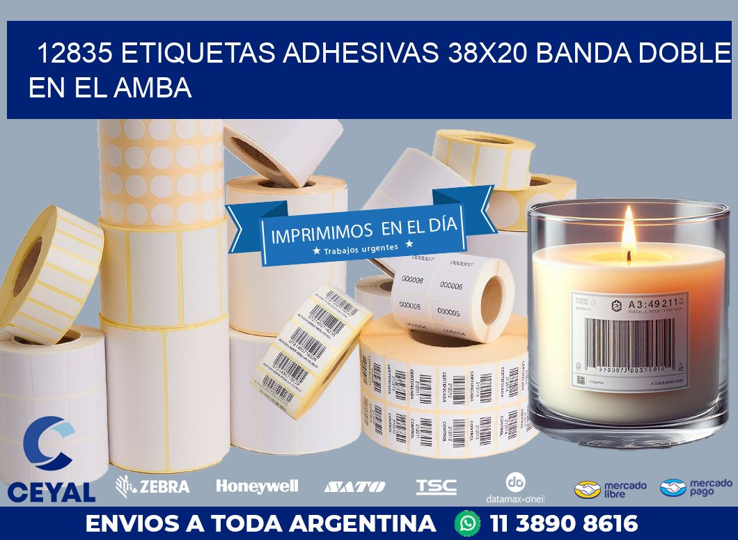 12835 ETIQUETAS ADHESIVAS 38X20 BANDA DOBLE EN EL AMBA