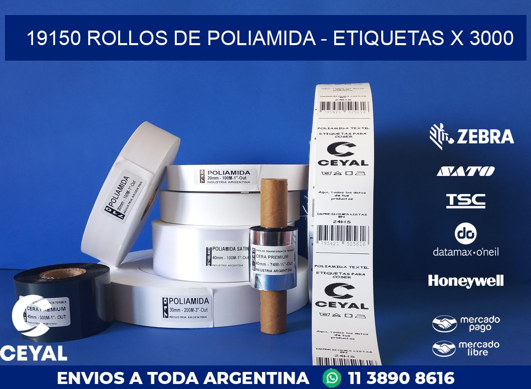 19150 ROLLOS DE POLIAMIDA - ETIQUETAS X 3000