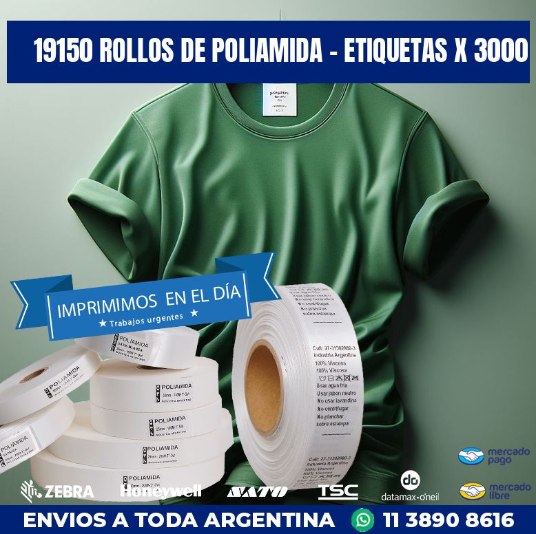19150 ROLLOS DE POLIAMIDA – ETIQUETAS X 3000