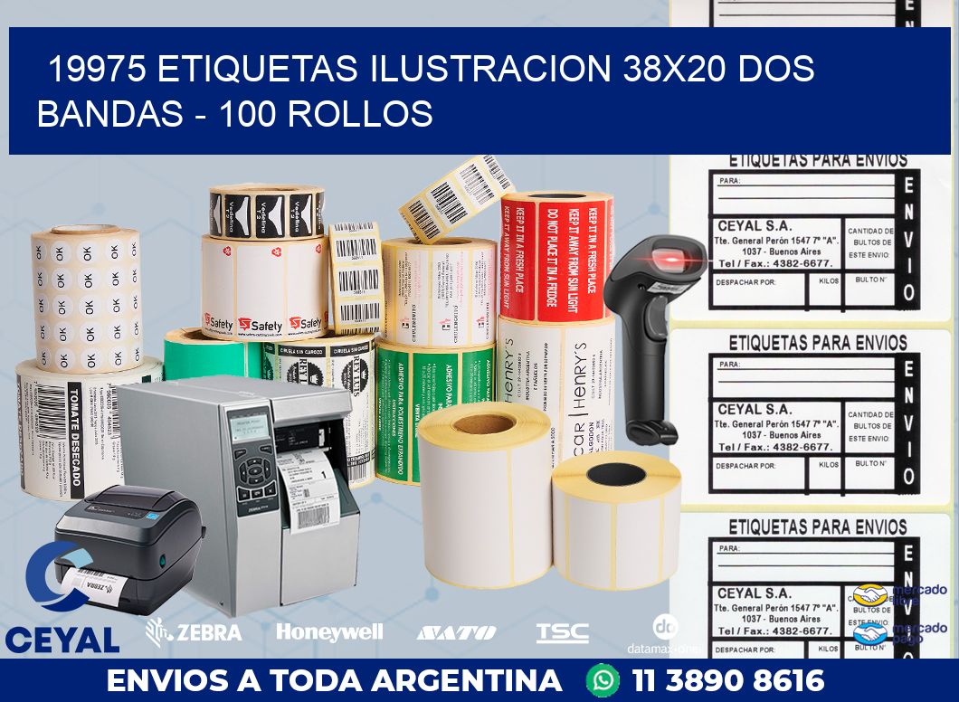 19975 ETIQUETAS ILUSTRACION 38X20 DOS BANDAS - 100 ROLLOS