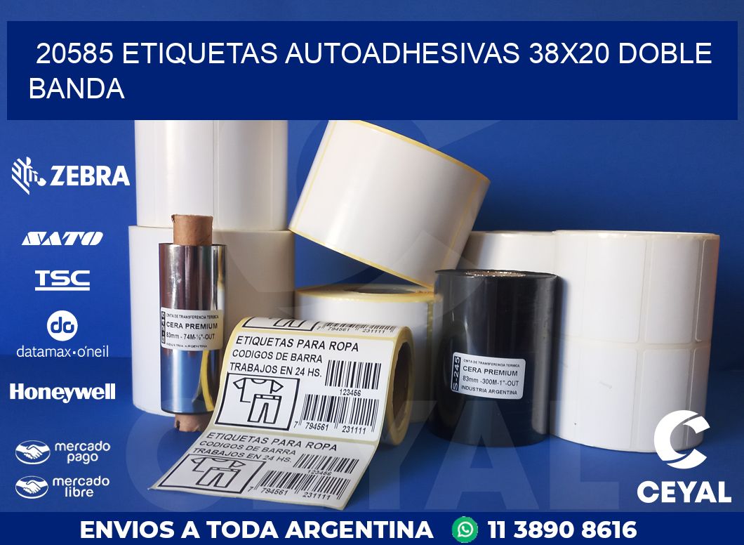 20585 ETIQUETAS AUTOADHESIVAS 38X20 DOBLE BANDA