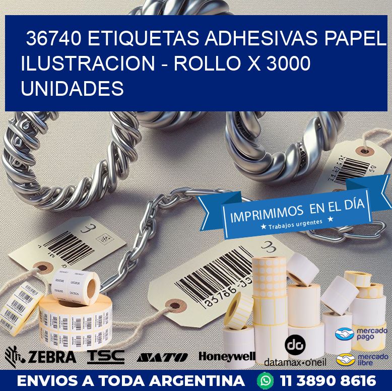 36740 ETIQUETAS ADHESIVAS PAPEL ILUSTRACION – ROLLO X 3000 UNIDADES