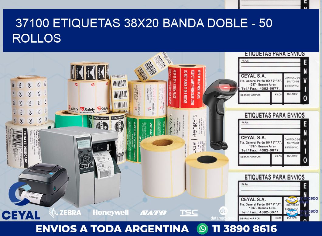 37100 ETIQUETAS 38X20 BANDA DOBLE - 50 ROLLOS