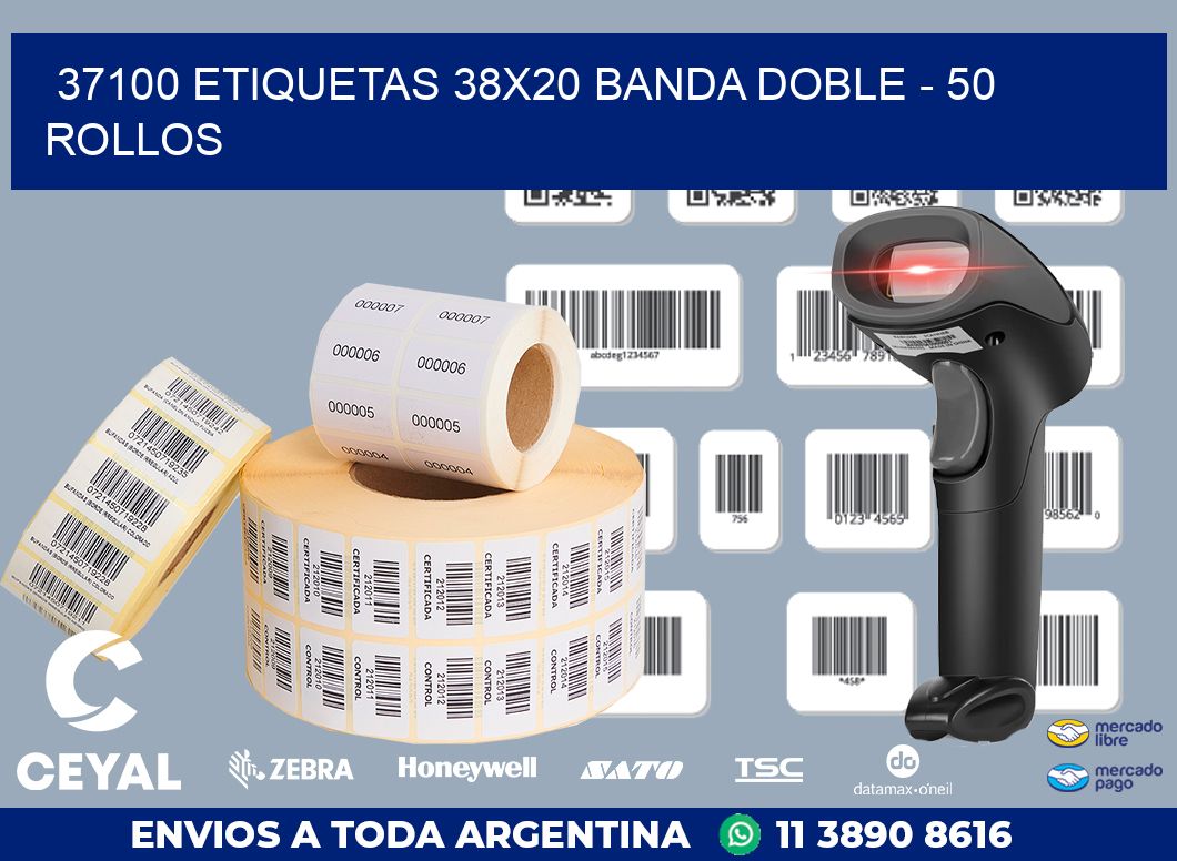 37100 ETIQUETAS 38X20 BANDA DOBLE - 50 ROLLOS