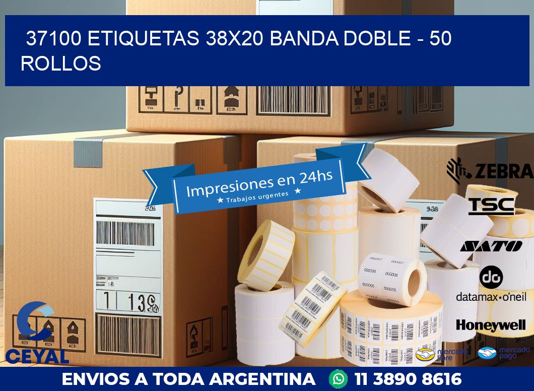 37100 ETIQUETAS 38X20 BANDA DOBLE – 50 ROLLOS