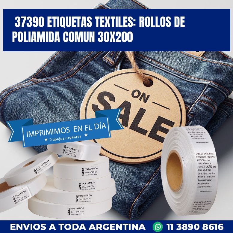 37390 ETIQUETAS TEXTILES: ROLLOS DE POLIAMIDA COMUN 30X200