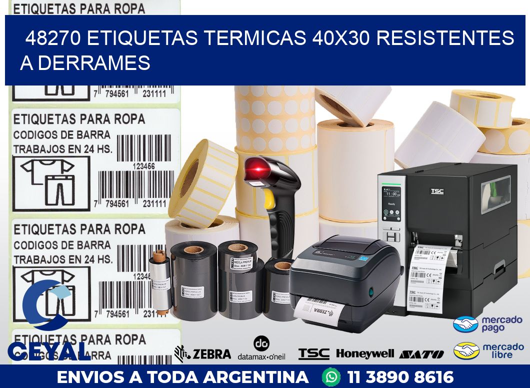 48270 ETIQUETAS TERMICAS 40X30 RESISTENTES A DERRAMES