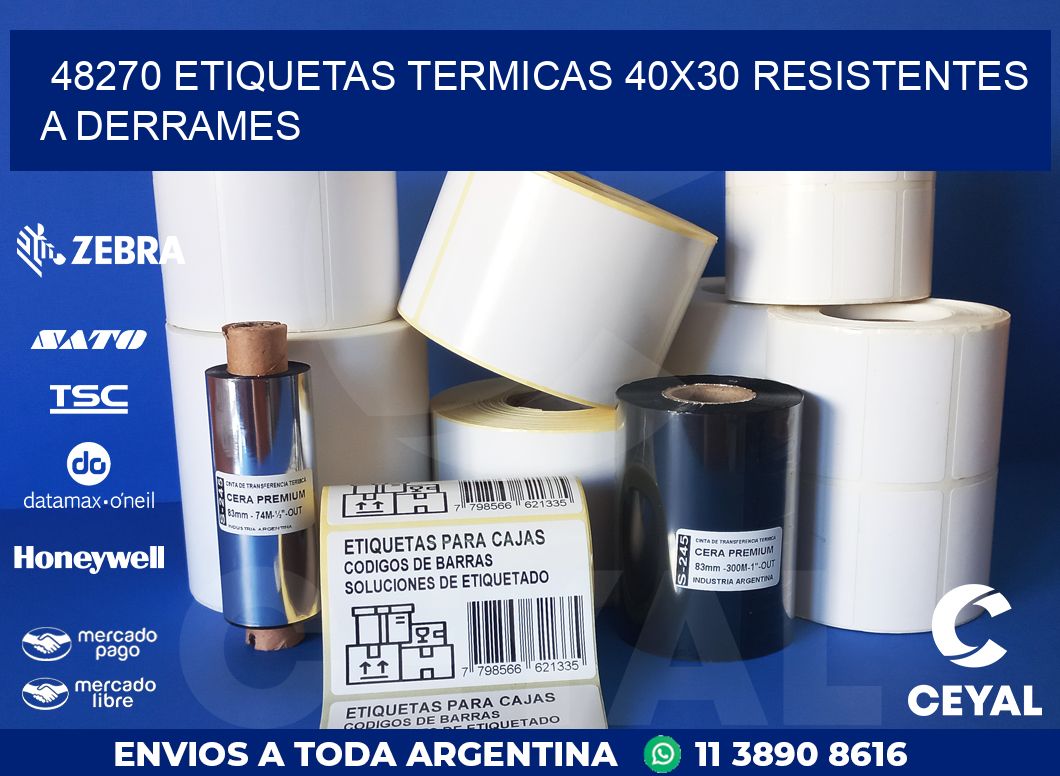 48270 ETIQUETAS TERMICAS 40X30 RESISTENTES A DERRAMES