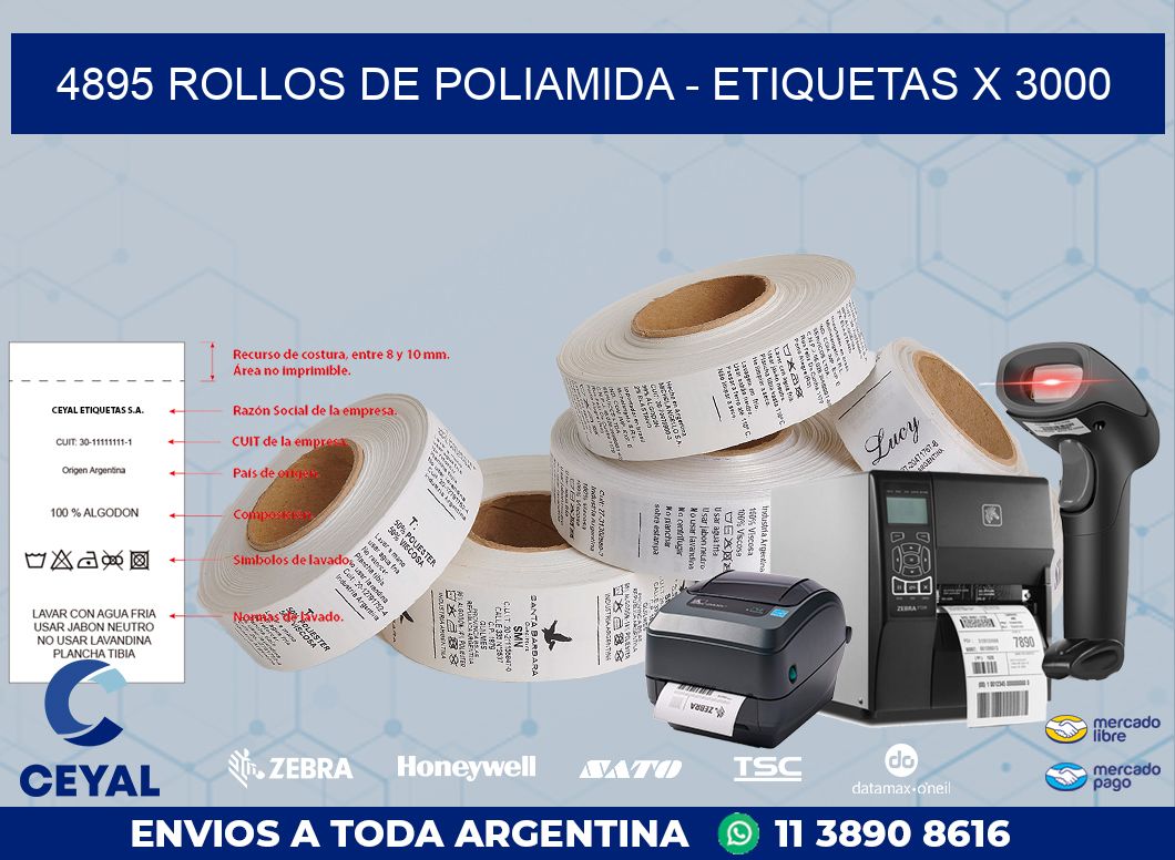 4895 ROLLOS DE POLIAMIDA - ETIQUETAS X 3000