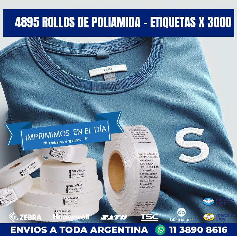 4895 ROLLOS DE POLIAMIDA – ETIQUETAS X 3000