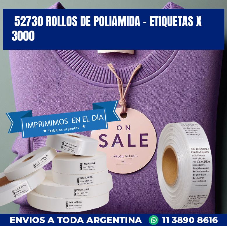 52730 ROLLOS DE POLIAMIDA – ETIQUETAS X 3000
