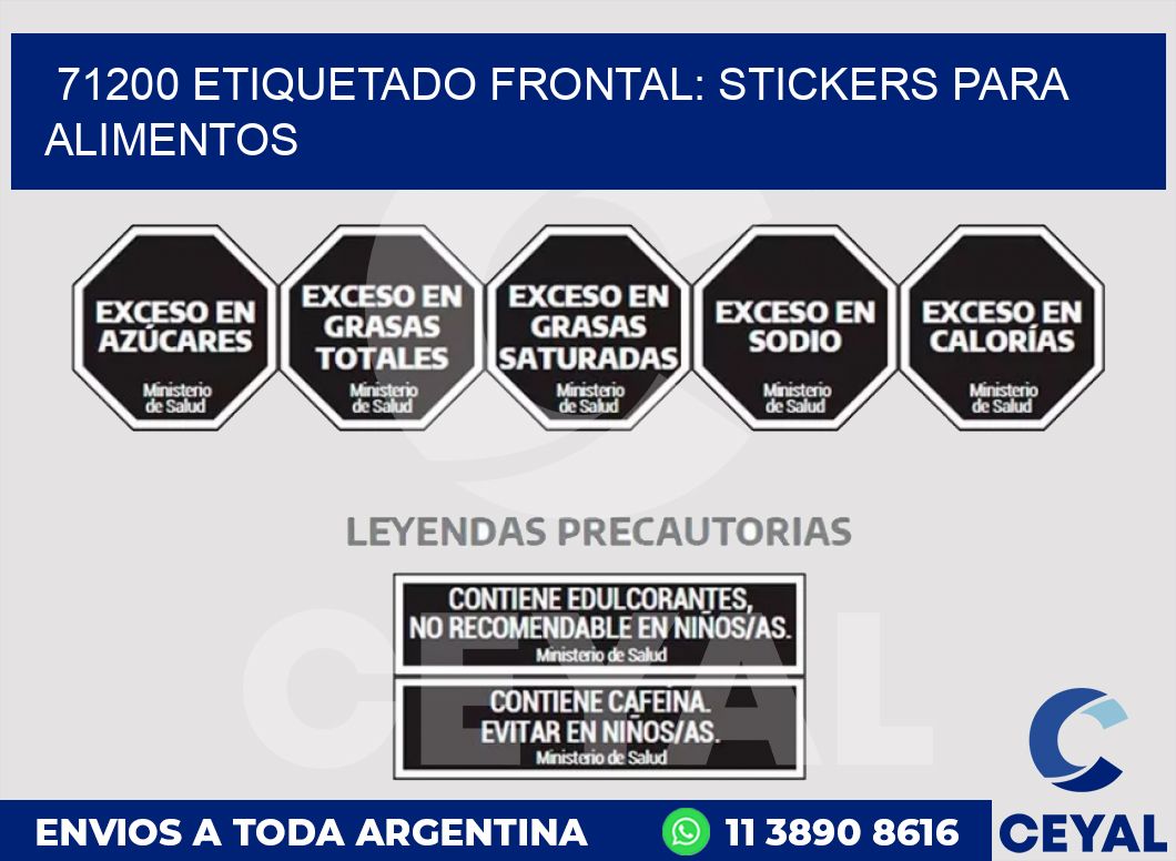 71200 ETIQUETADO FRONTAL: STICKERS PARA ALIMENTOS