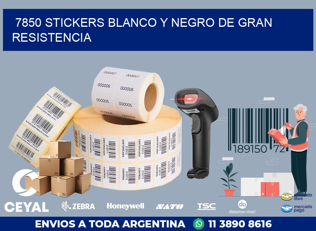 7850 STICKERS BLANCO Y NEGRO DE GRAN RESISTENCIA