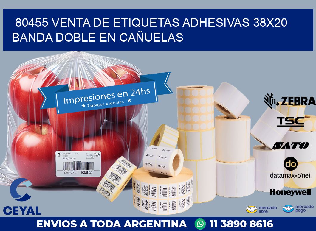 80455 VENTA DE ETIQUETAS ADHESIVAS 38X20 BANDA DOBLE EN CAÑUELAS
