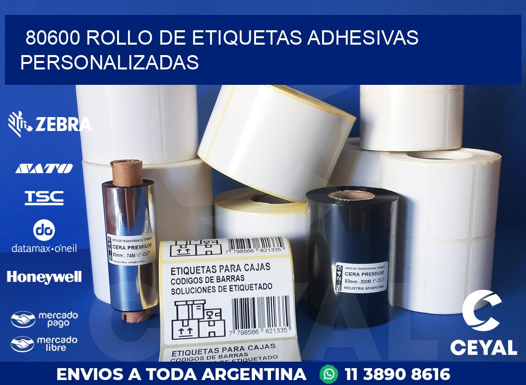 80600 ROLLO DE ETIQUETAS ADHESIVAS PERSONALIZADAS