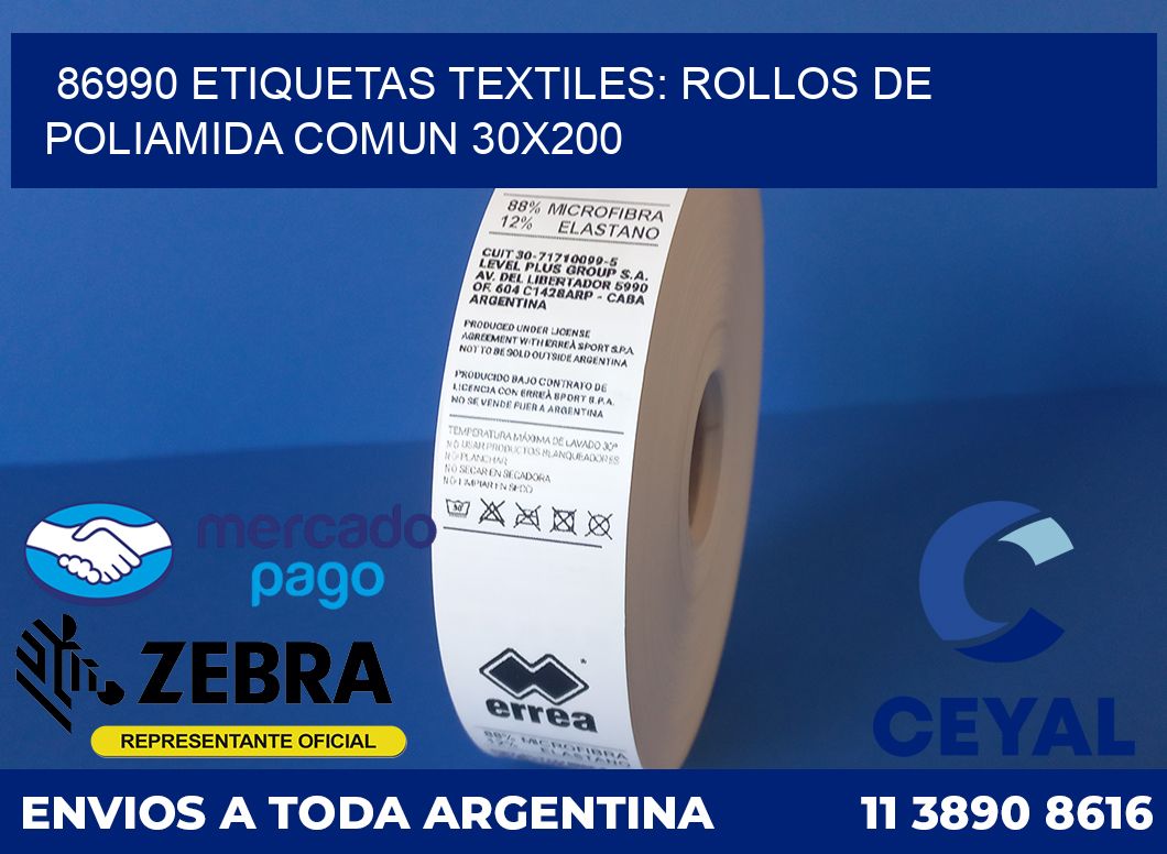 86990 ETIQUETAS TEXTILES: ROLLOS DE POLIAMIDA COMUN 30X200