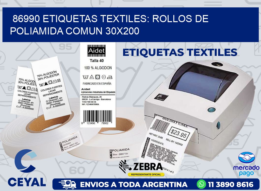 86990 ETIQUETAS TEXTILES: ROLLOS DE POLIAMIDA COMUN 30X200