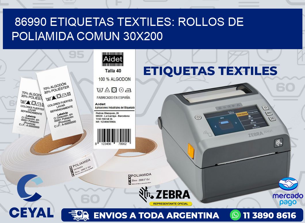 86990 ETIQUETAS TEXTILES: ROLLOS DE POLIAMIDA COMUN 30X200
