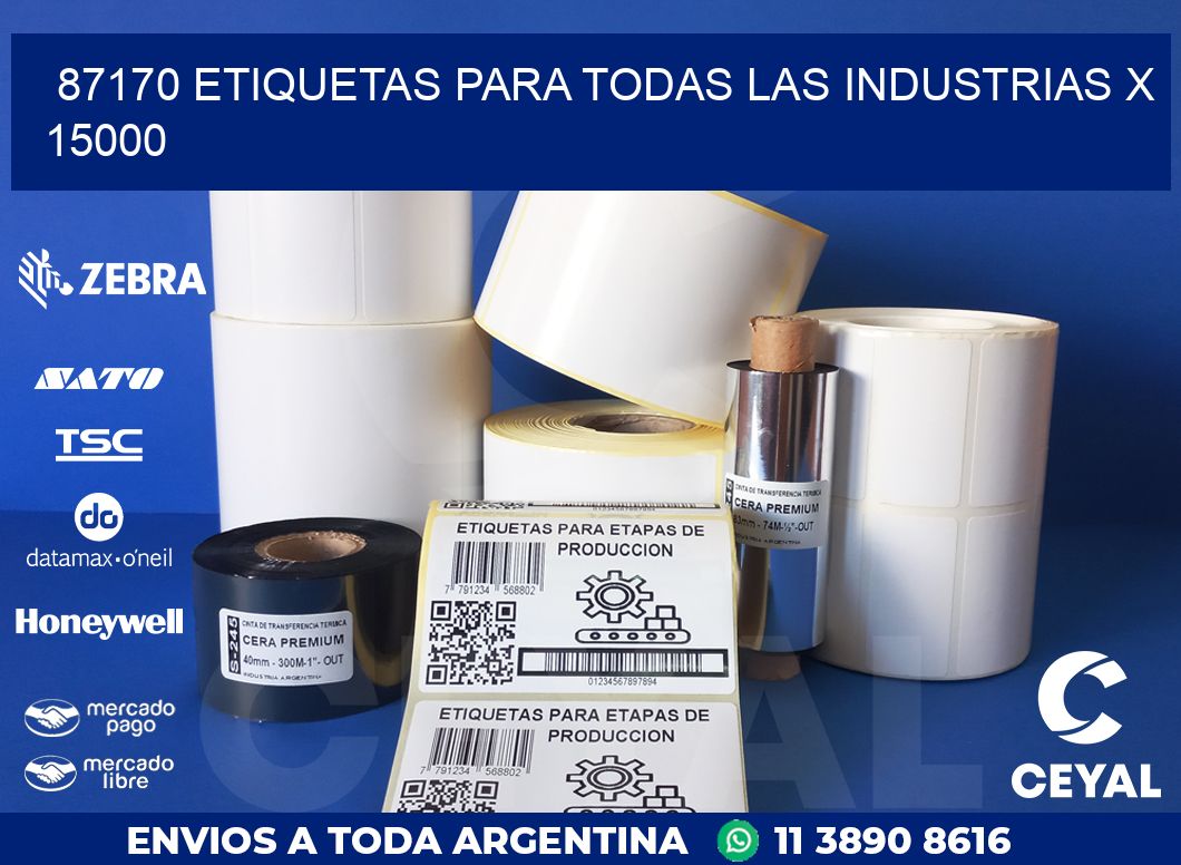 87170 ETIQUETAS PARA TODAS LAS INDUSTRIAS X 15000
