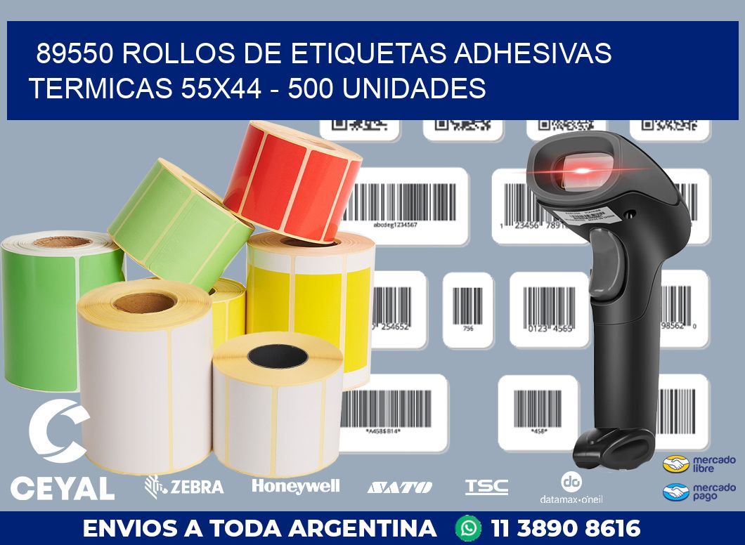 89550 ROLLOS DE ETIQUETAS ADHESIVAS TERMICAS 55X44 - 500 UNIDADES